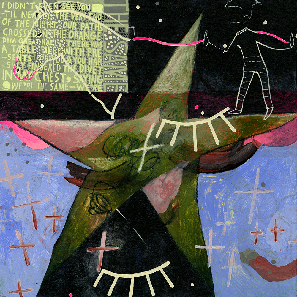 the same, 2016 Acrylic, acrylic gouache, aqua oil and pastel on board 8 x 8 inches