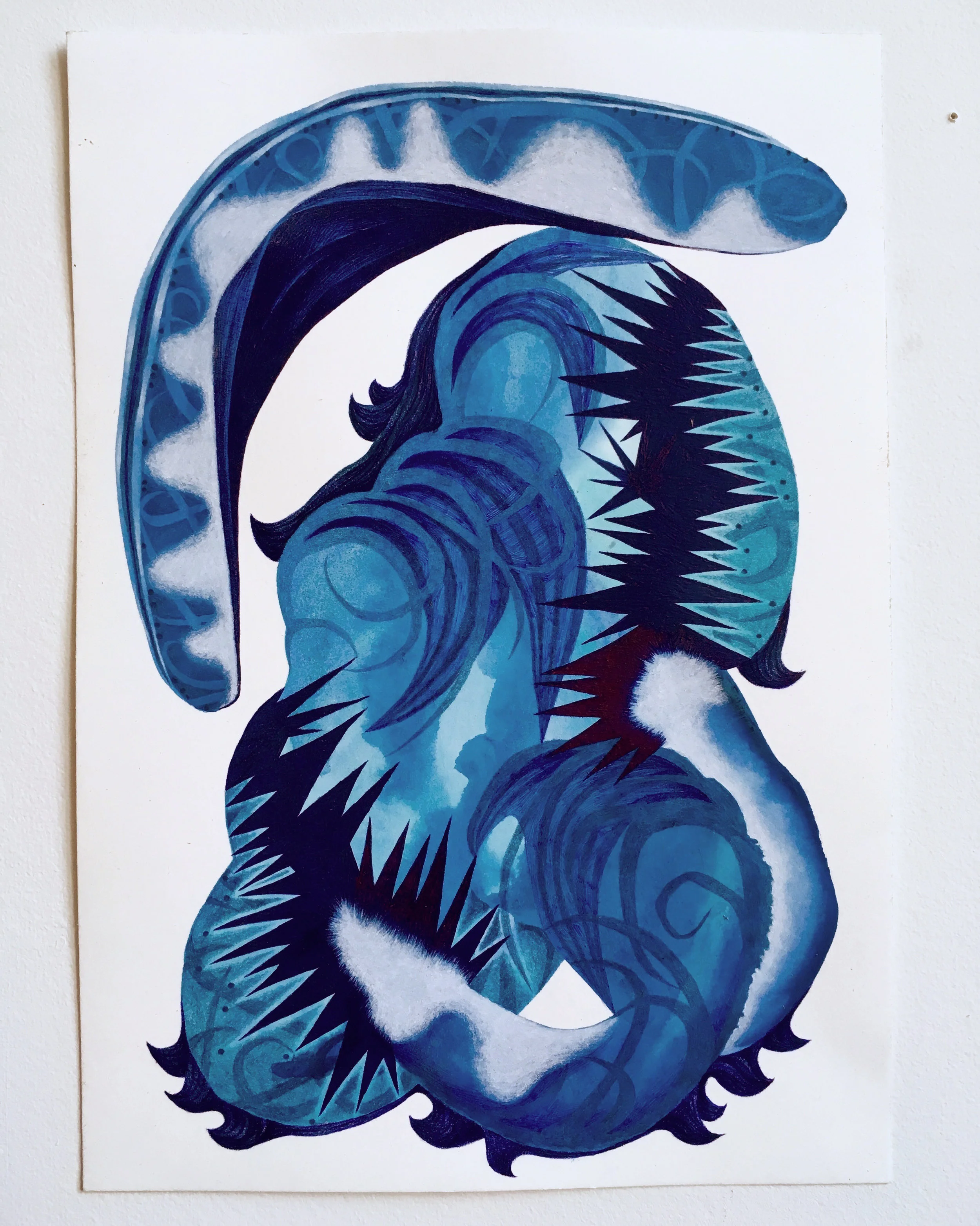 untitled , 2019 Acrylic gouache, ballpoint and colored pencil on paper 10 x 7 inches