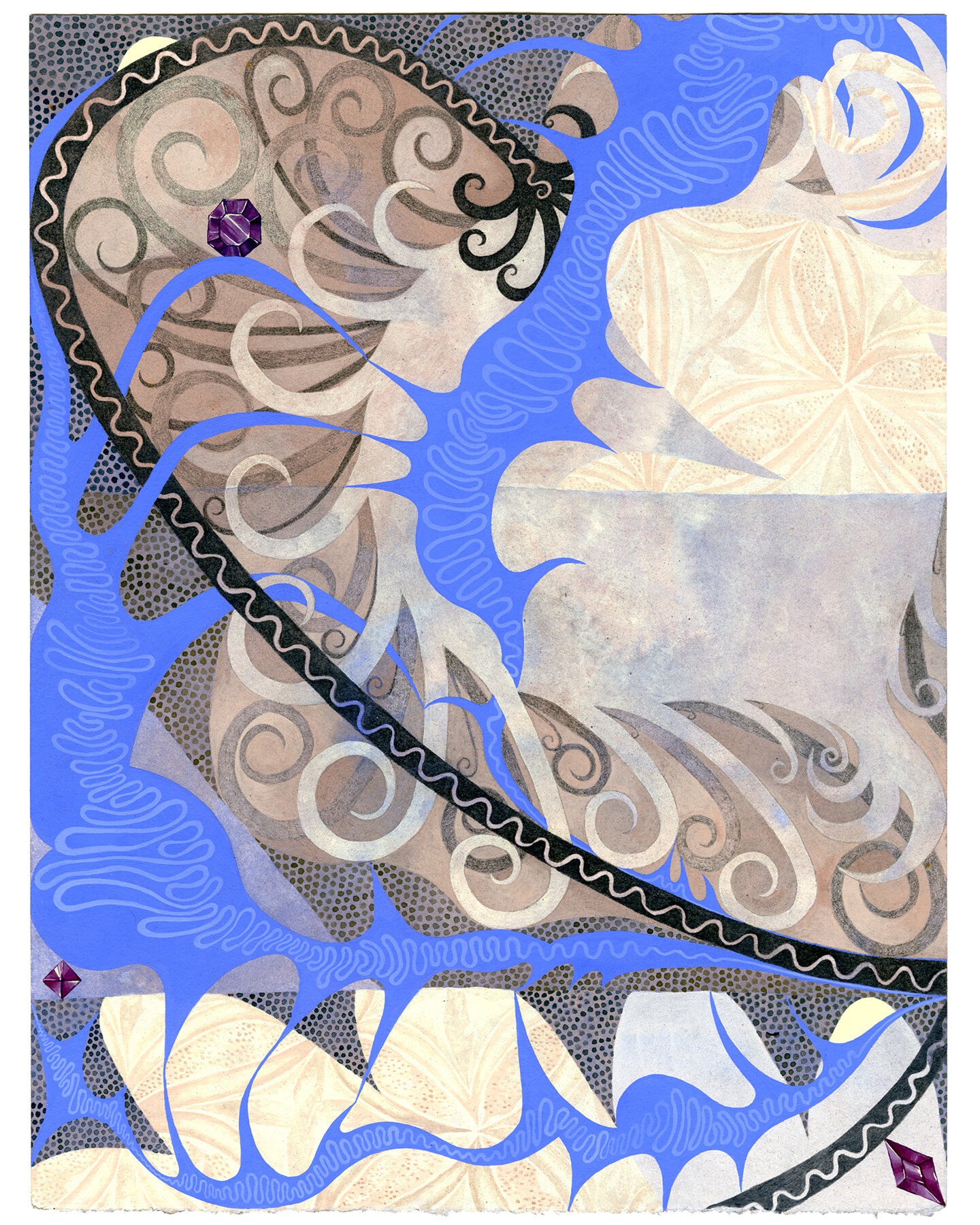 thistle king / pillow back , 2020 Acrylic, acrylic gouache and charcoal on paper 11 x 8 1/2 inches