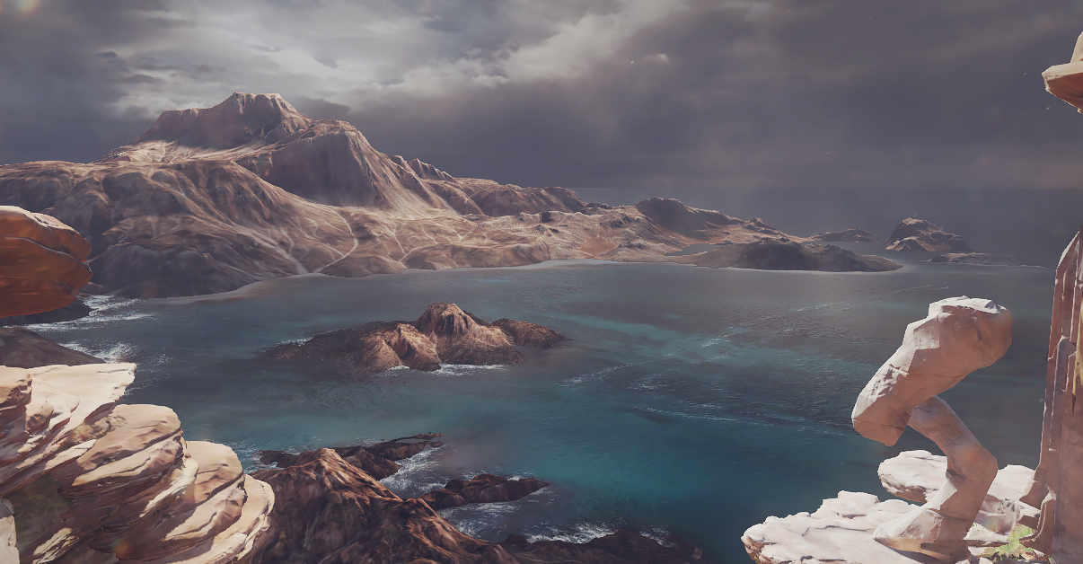 Sanghelios vistas +the most fun part of creating this vista was to paint in the ocean (non-transparent) , add specs, moving waves and forms to sell the look.