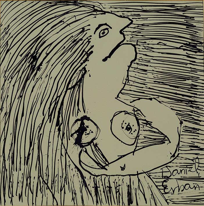 Daniel Erban «Broken Promises» (2005) encre sur carton (81cm x 81cm)
