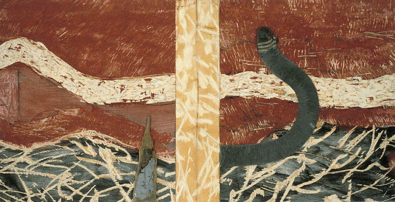 Marc Garneau «Scissions» (1995) technique mixte sur bois (128cm x 65cm)