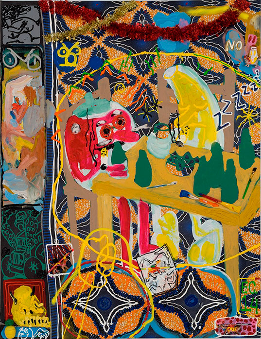 Étienne Chartrand «À table nihiliste» (2014) technique mixte sur toile (150cm x 112cm)