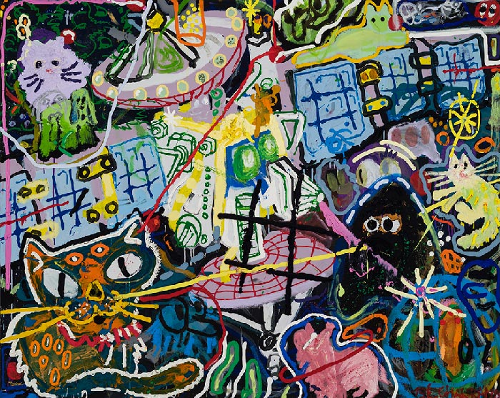Étienne Chartrand «Le mythe de l'oeuvre d'art» (2015) technique mixte sur toile (121cm x 152cm)