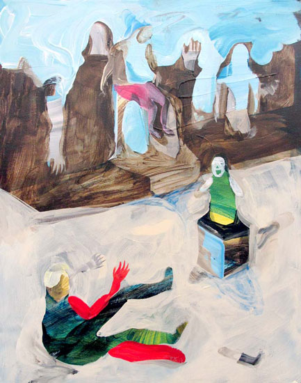 Scott Harber «Cube Ghost» (2013) technique mixte sur bois (71cm x 56cm)