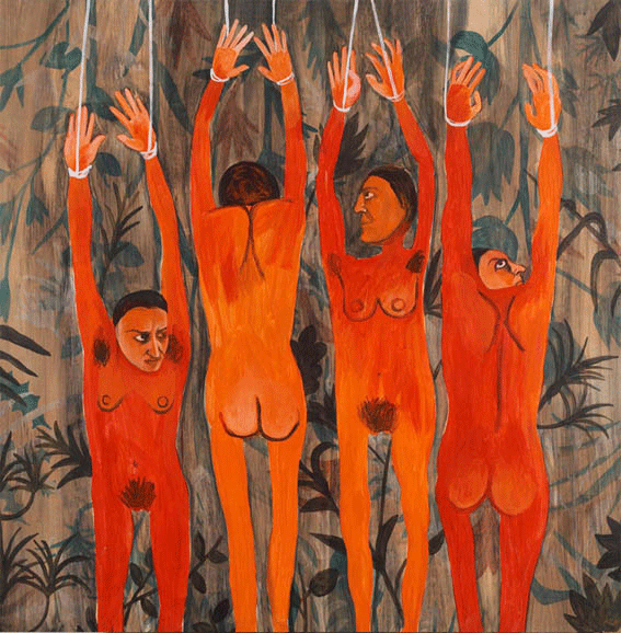 Cristina LamaRuiz «Herejes» (2006) acrylique sur toile (150cm x 150cm)