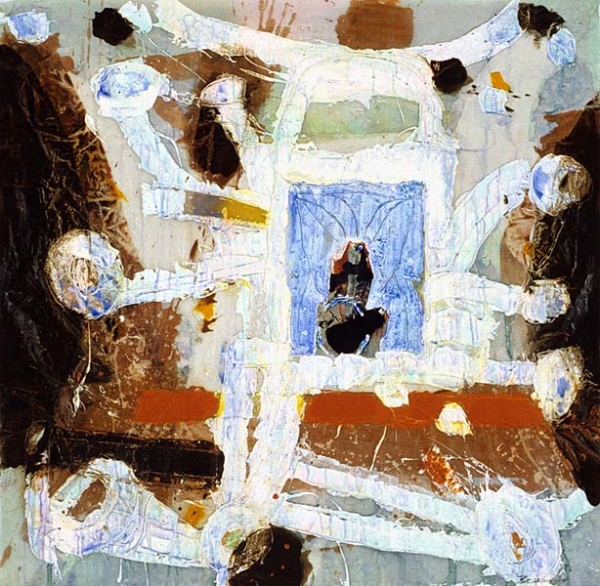 Michel Beaucage Talking Machine (2006) acrylique sur toile (46" x 46")