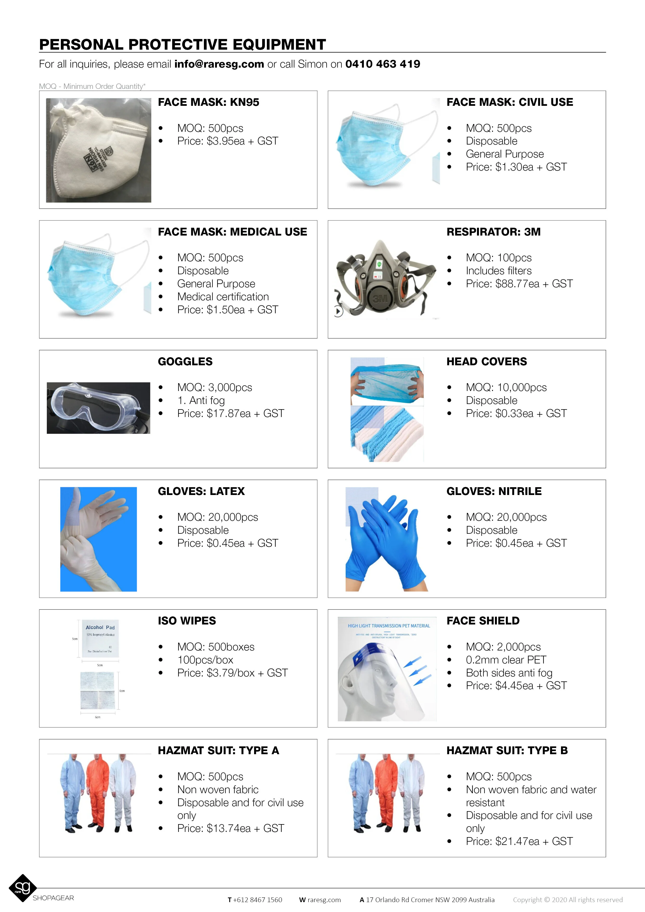 Personal Protective Equipment Rare Shopagear