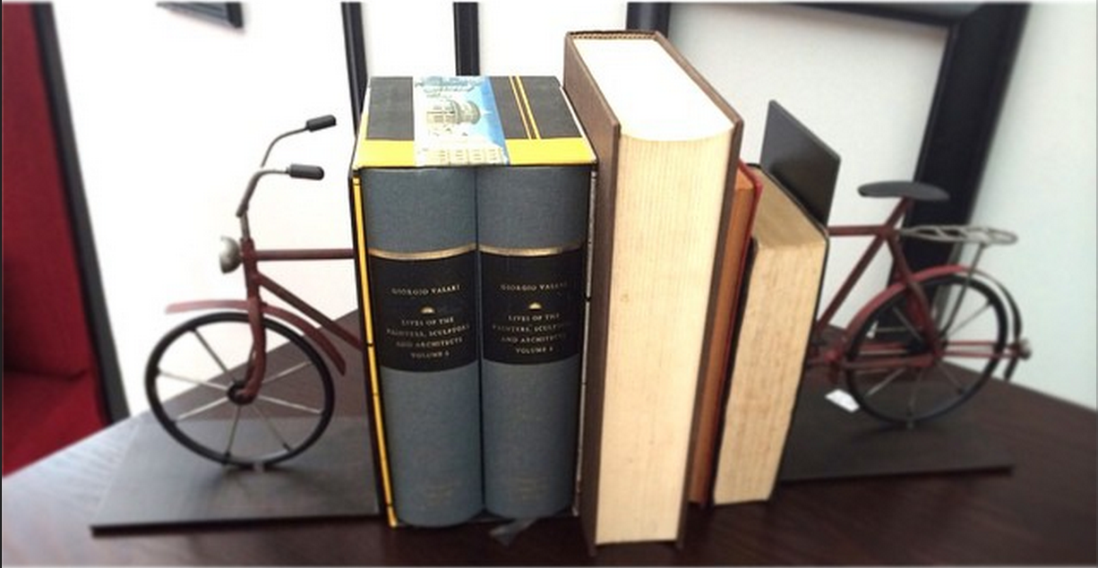 Classic yet whimsical bicycle book end, now available at our Honduras Design Center