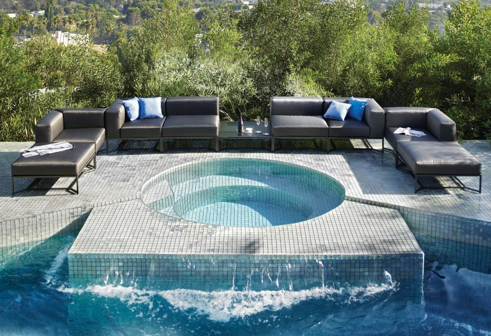 Lounge by the pool with Gloster Block Collection