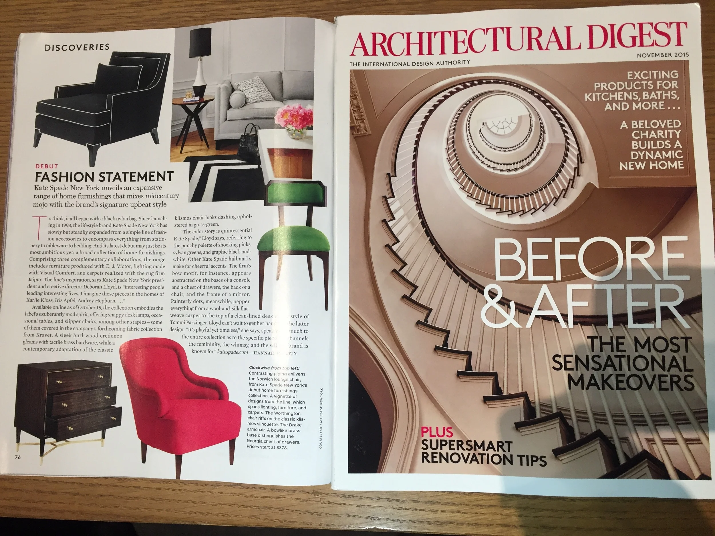 Kate Spade in Architectural Digest, November 2015