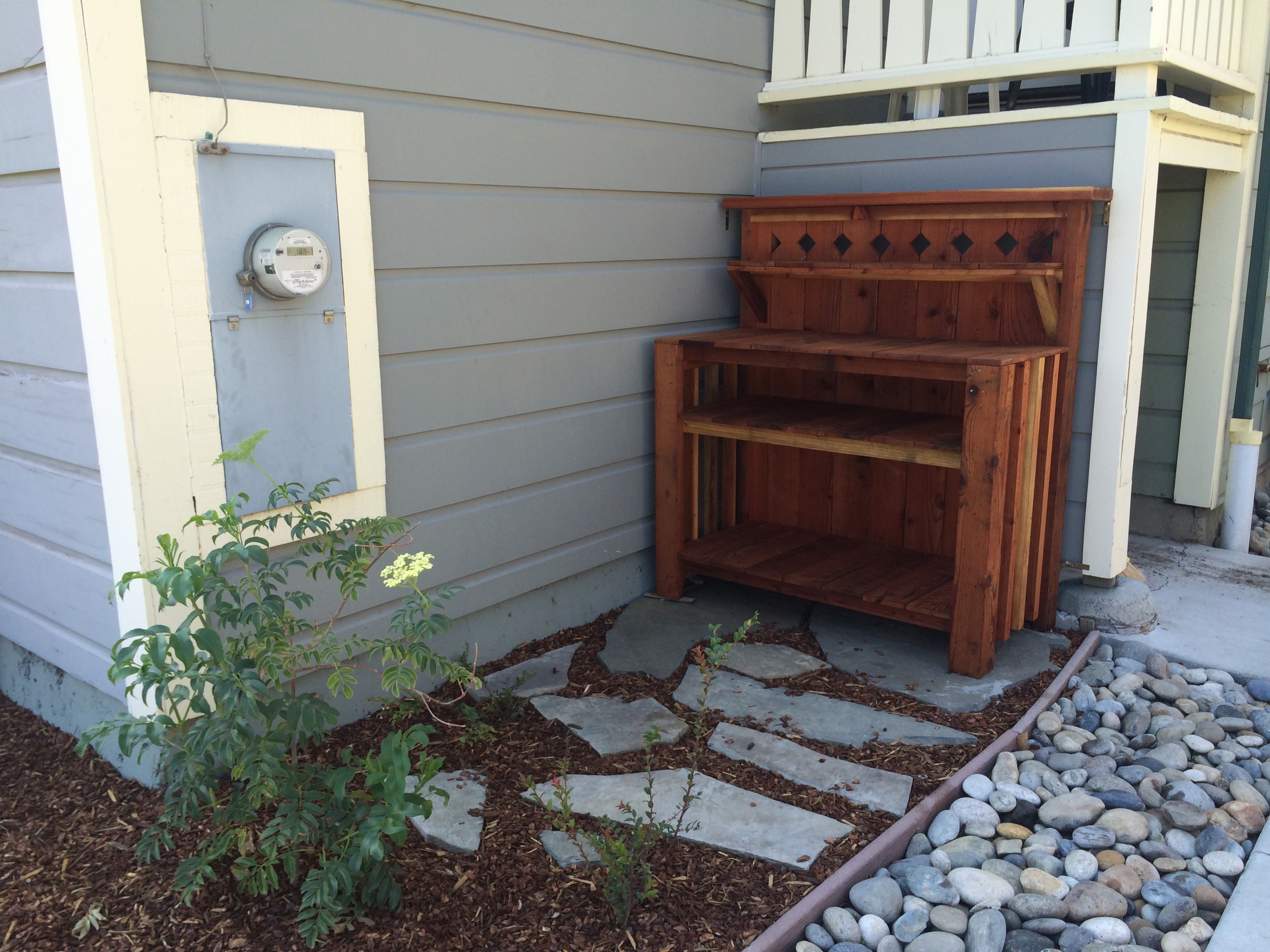 Potting Corner with Elderberry and Huckleberry Screen