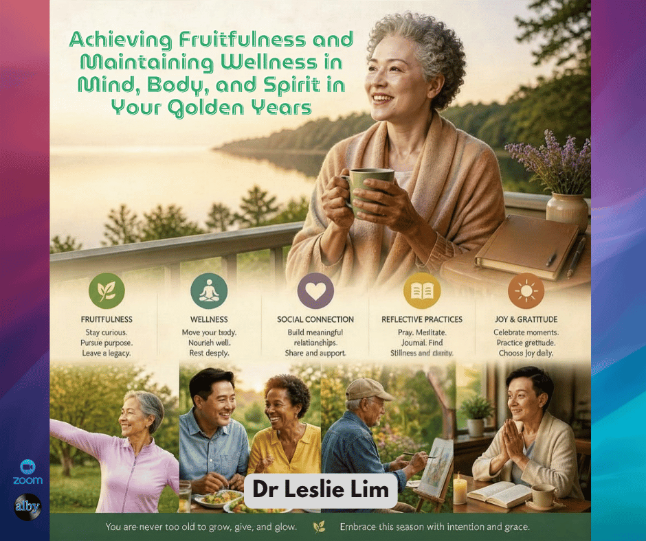 Achieving Fruitfulness and Maintaining Wellness in Mind, Body, and Spirit in Your Golden Years | ZOOM online event | 