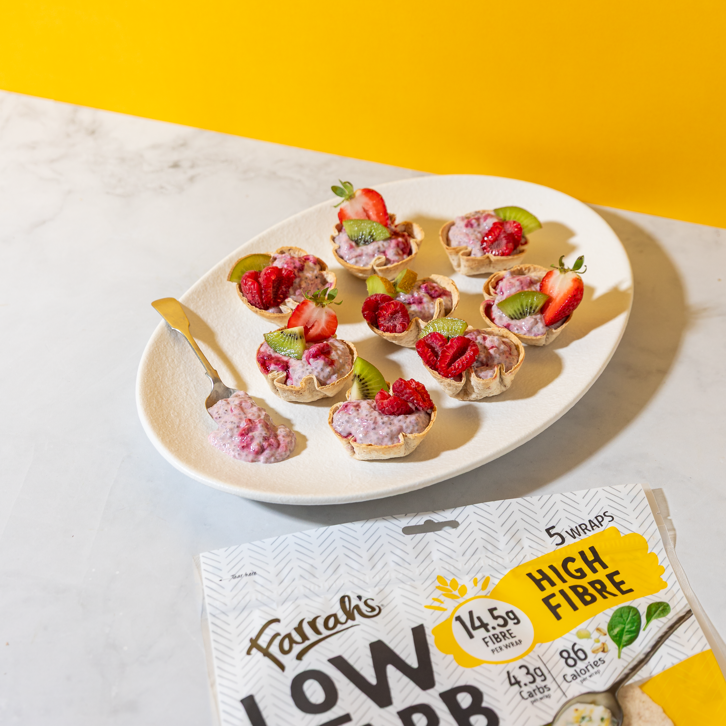 High FIbre Rapsberry Chia Pudding Wrap Bites