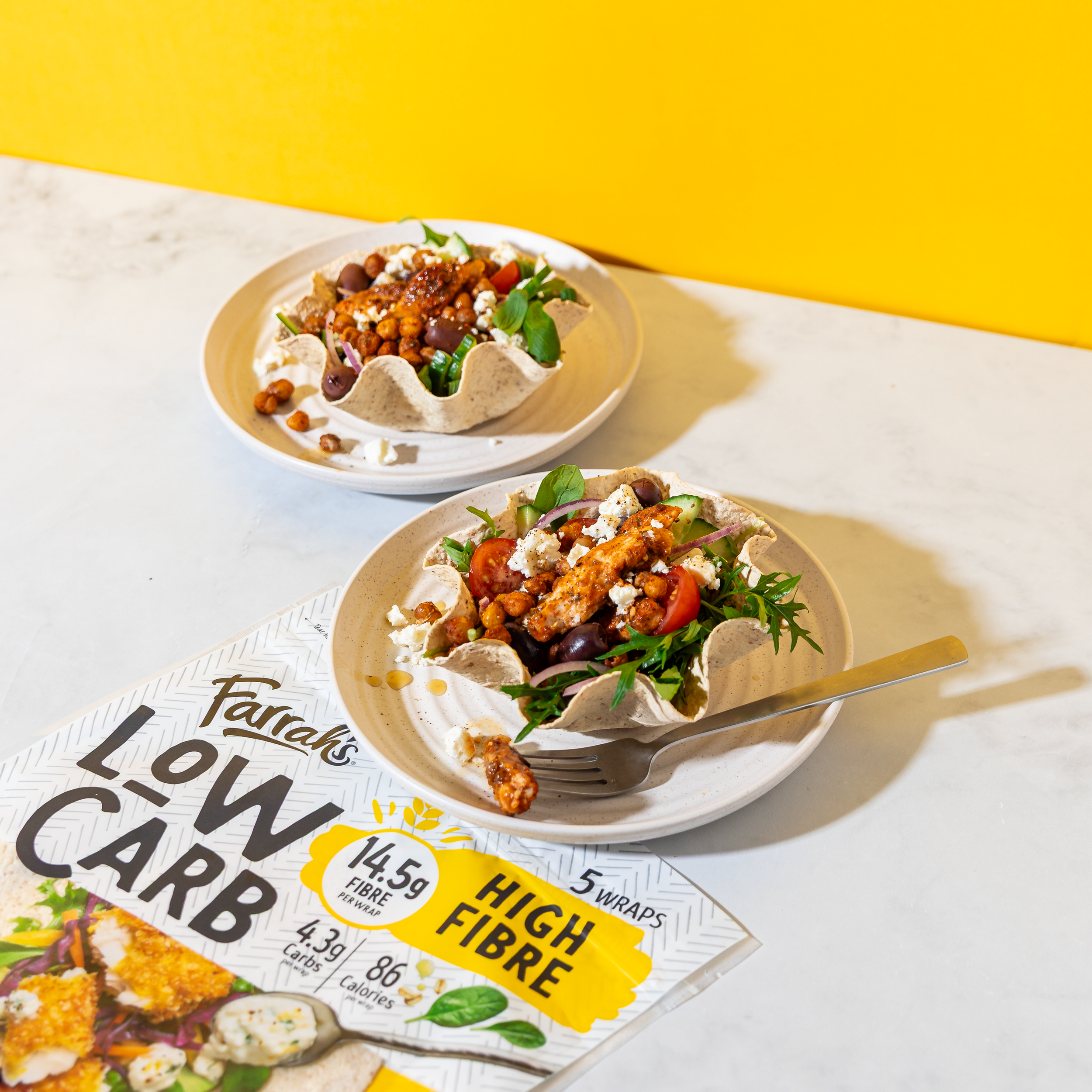 High Fibre Mediterranean Chicken Salad Wrap Bowl