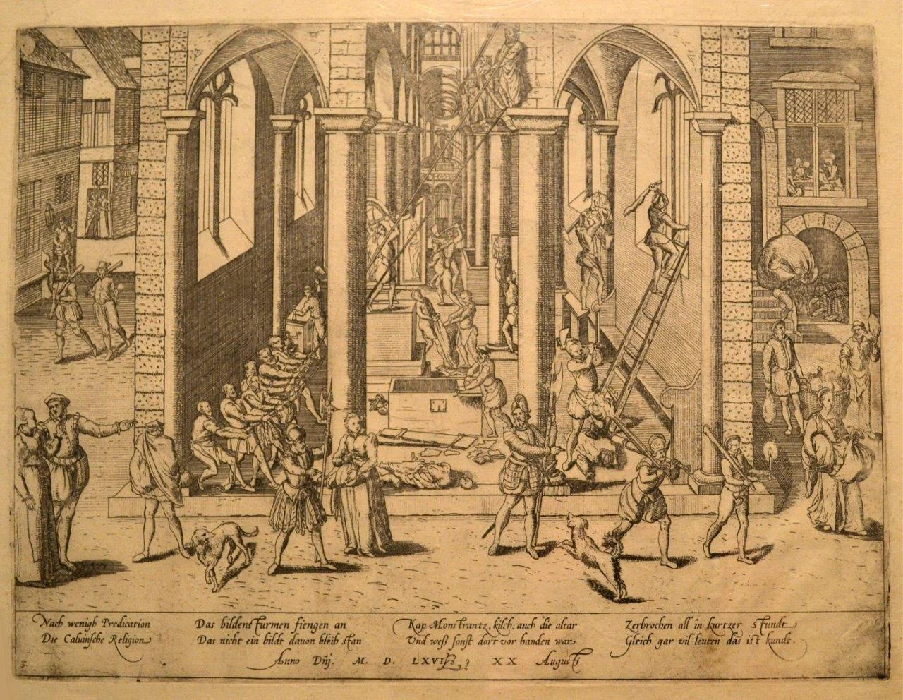 "The Iconoclastic Riot of August 20, 1566." Copper engraving by Frans Hogenberg (before 1540-1590)