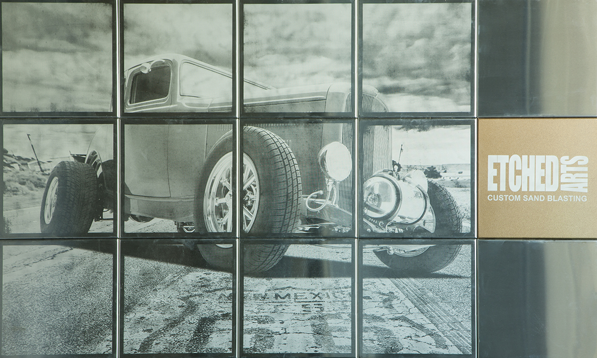 11" x 11" sandblasted metal tiles