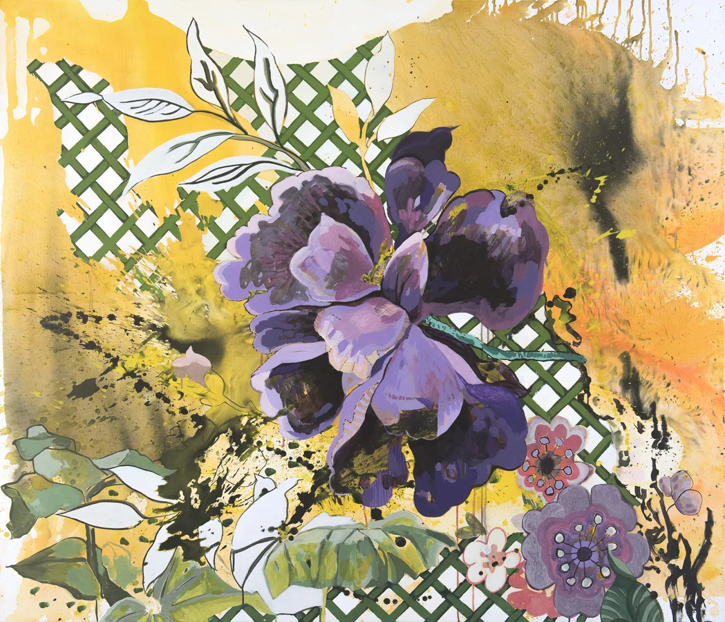 Elisabeth Condon, In the Garden - Summer , 2017, acrylic and ink on linen, 54 x 72 inches