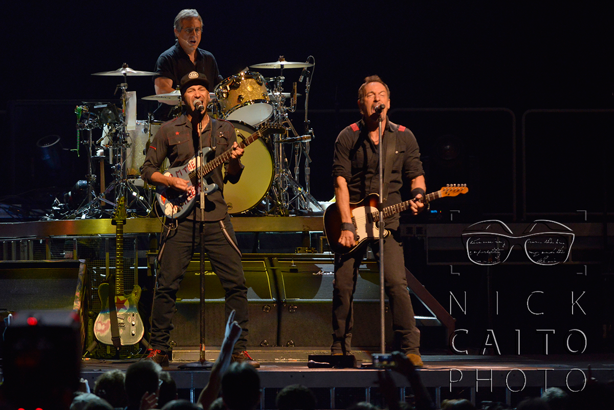 Tom Morello sings along with Bruce Springsteen during the Clash cover "Clampdown" at Mohegan Sun. See all the photos HERE at courant.com