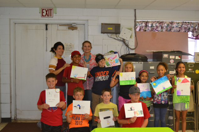 Campers with their water conservation paintings.