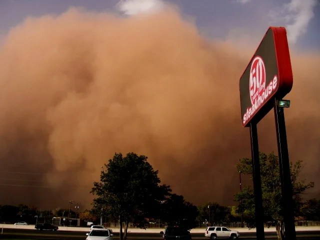 Wall of dust rolls over Lubbock, October, 2011; Source: Ben B. Boothe, Sr.