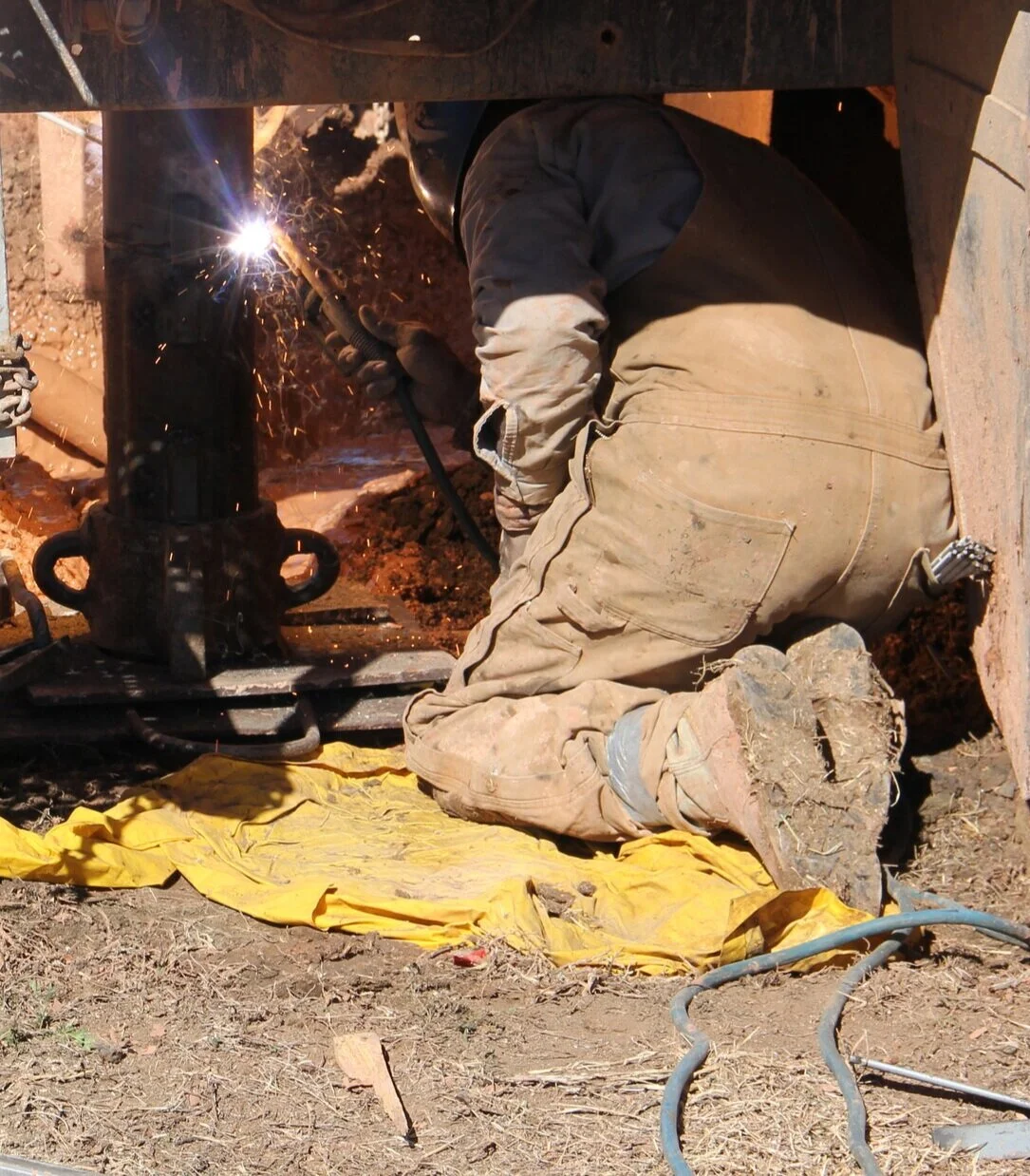 Steel casing is welded together at the Dockum Aquifer test well site at Abernathy (2016 file photo)