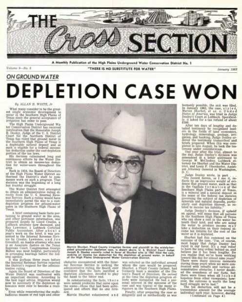 The january 1963 issue of the cross section announces U.S. District Court judge joseph b. dooley’s ruling in the case styled Marvin Shurbet, et ux v united states of america.