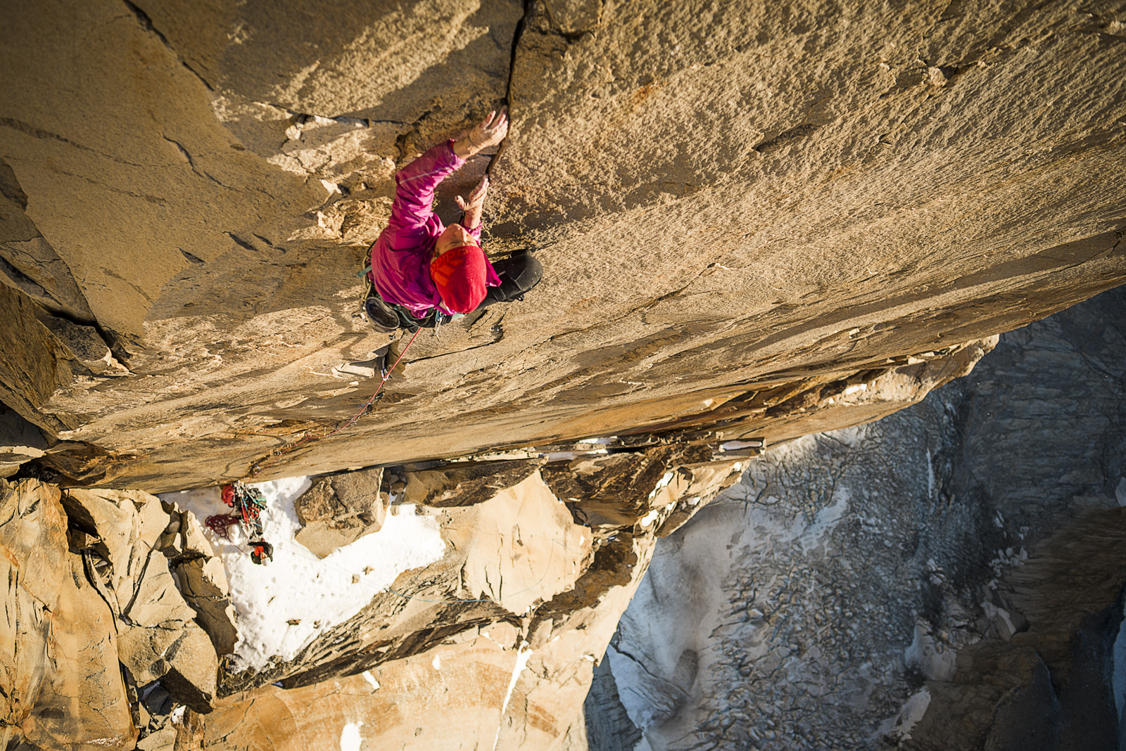 Making the first free ascent of pitch 31, 7c+ of Riders on the storm. Photo: Thomas Senf