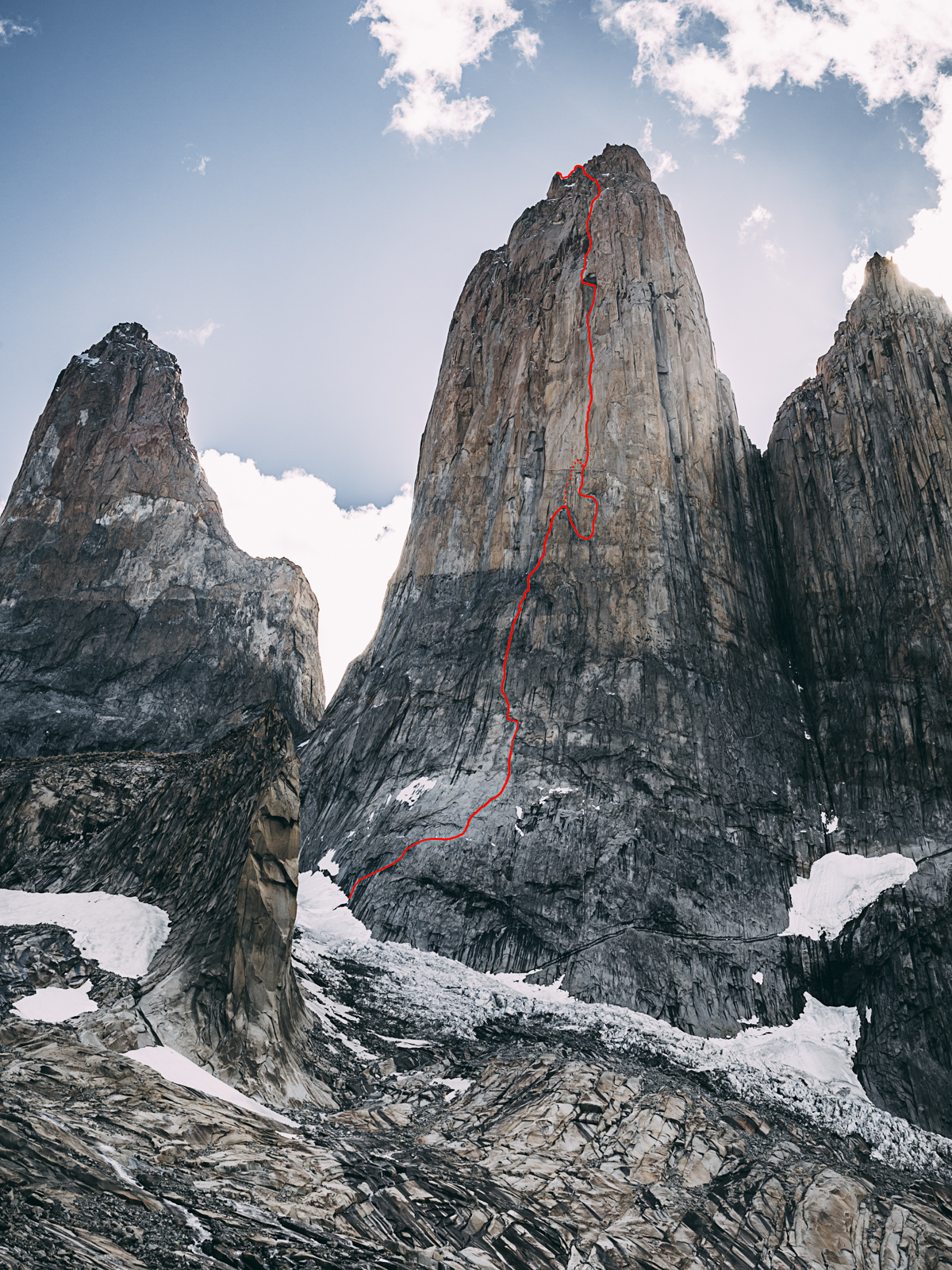The topo, including our new free variation. Photo: Franz Walter