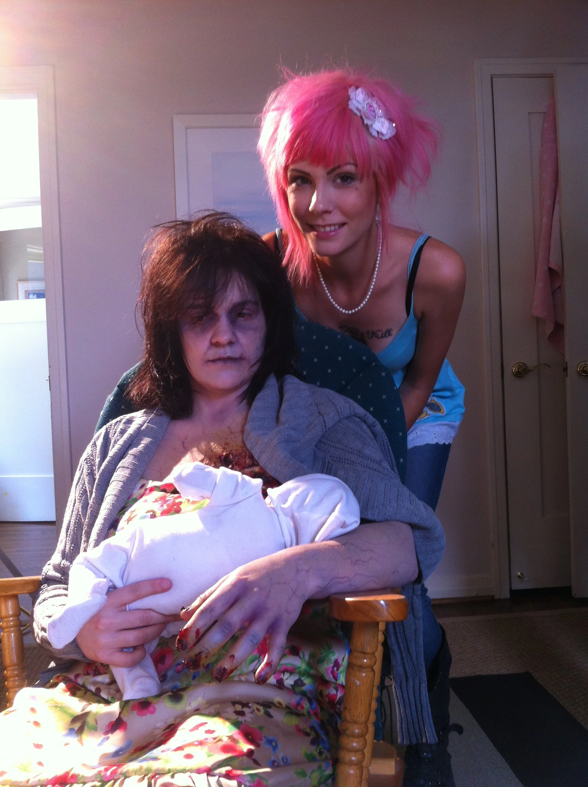 Sara Spink and Laney Chantal with Baby Mikey
