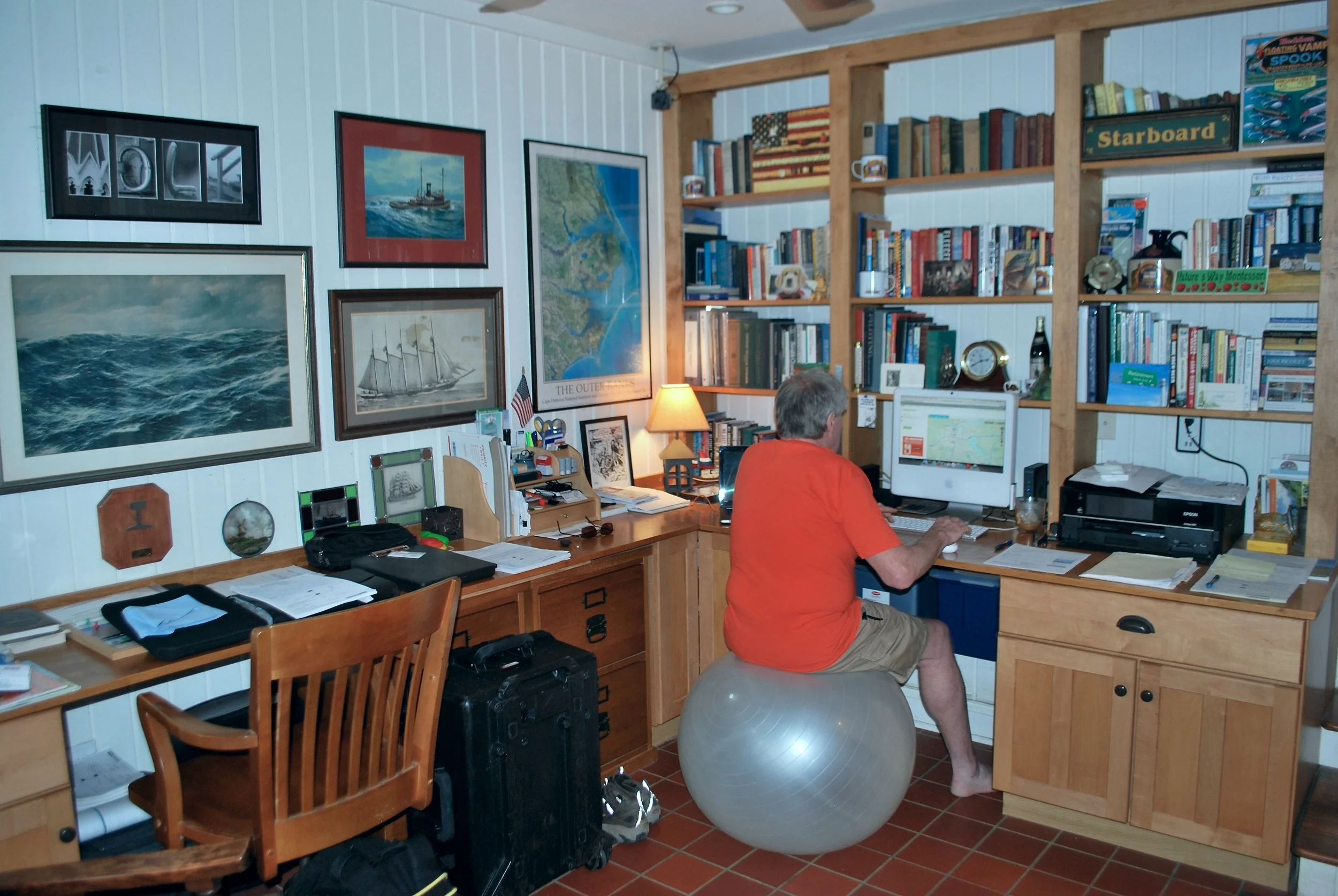 Peter at work in his home office