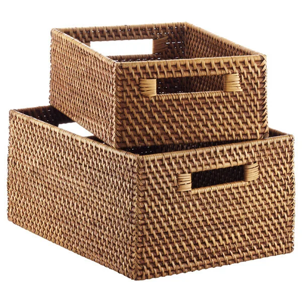 Copper Rattan Storage Bins 