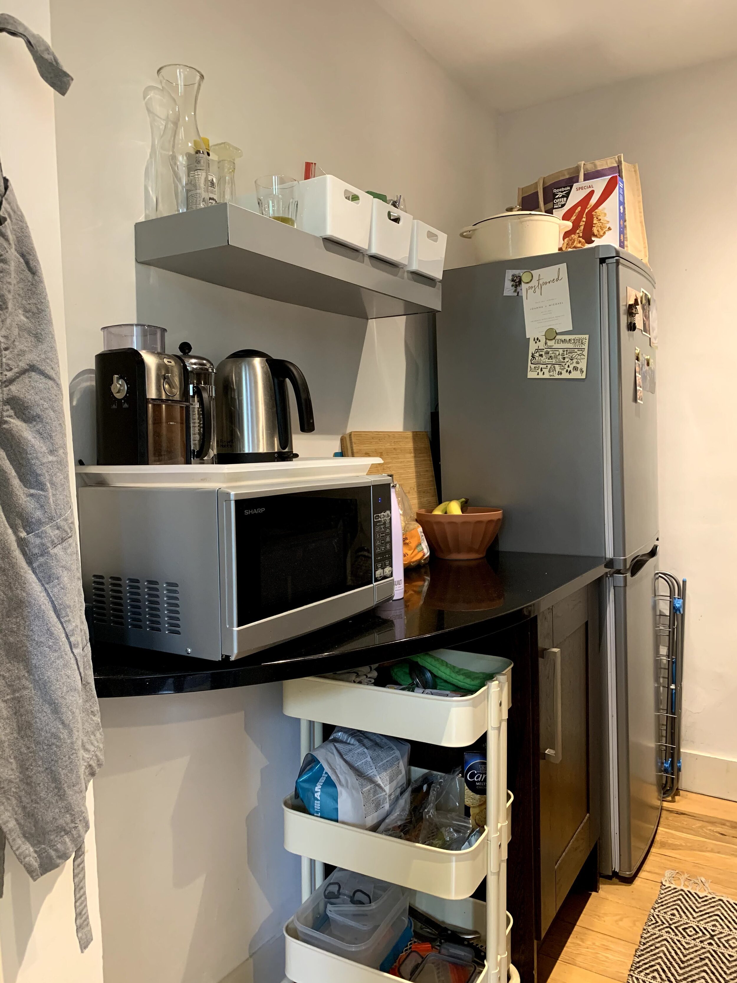 coffee station, microwave &amp; "pantry"