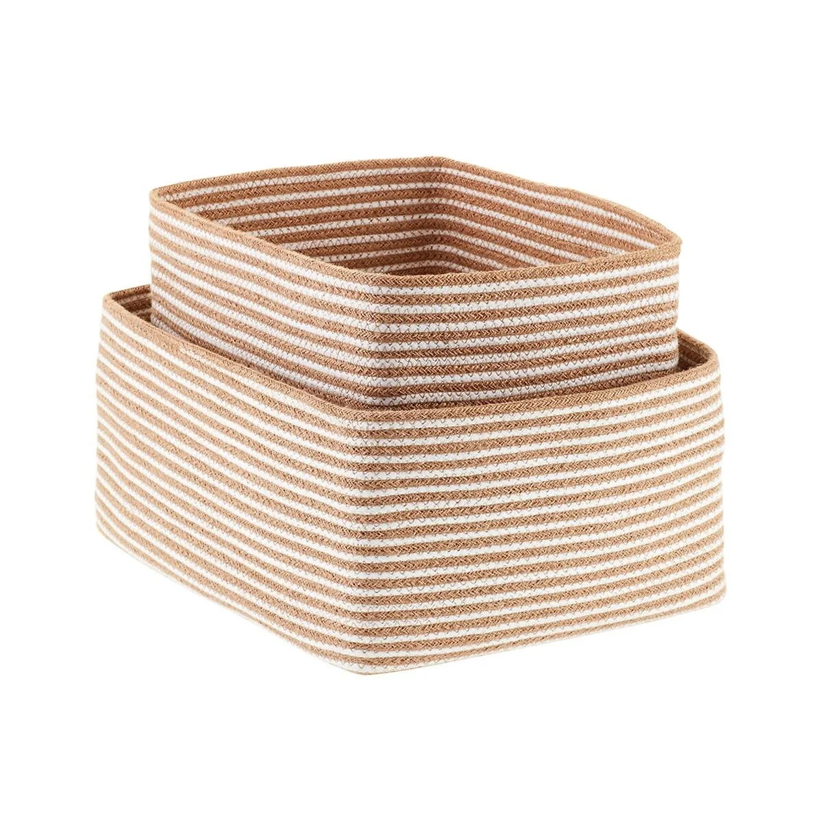 White & Natural Woven Storage Baskets