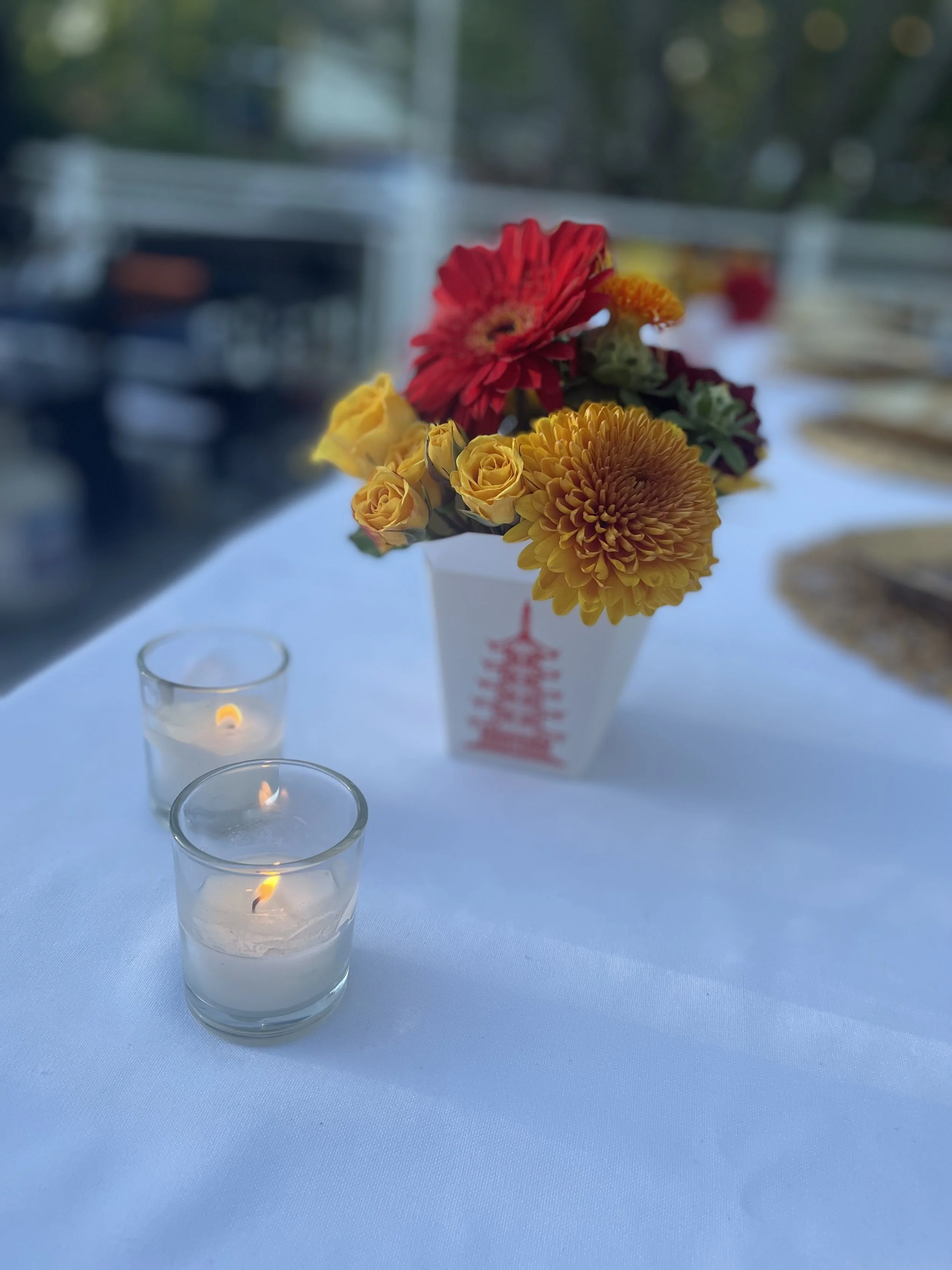 Themed dinner - play off of the cuisine with your simple decor. Candles are a must!