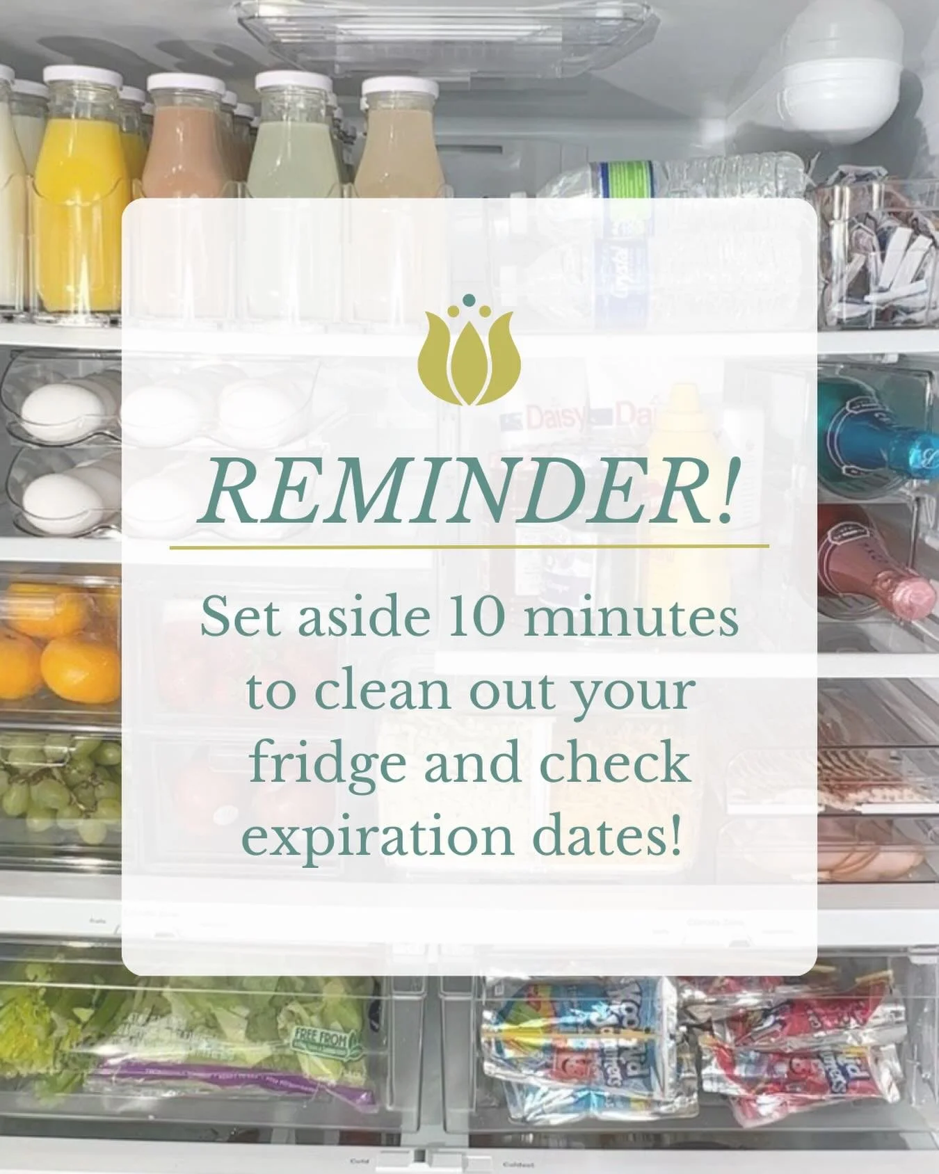 A quick fridge reset can make a bigger difference than you think.

Take a few minutes to:
&bull; Check expiration dates
&bull; Toss anything that&rsquo;s no longer good
&bull; Wipe down shelves and drawers
&bull; Take note of what needs to be used so