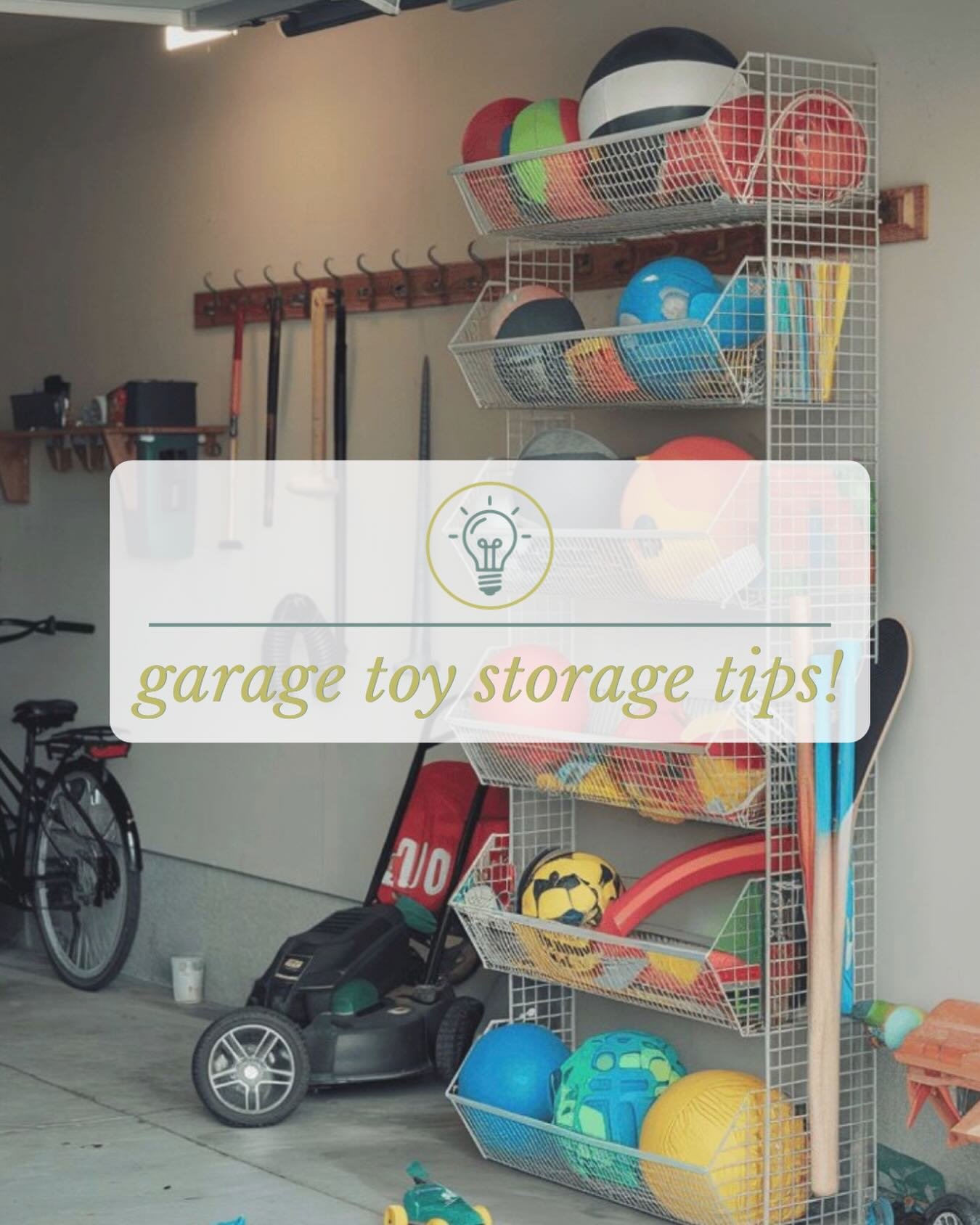 Outdoor toy storage, made simple.

Depending on what works for your space, a mix of shelving, bins, or even a rolling cart can help keep everything contained and easy to access.

A few tips we love:
&bull; Group toys by type so everything has a clear