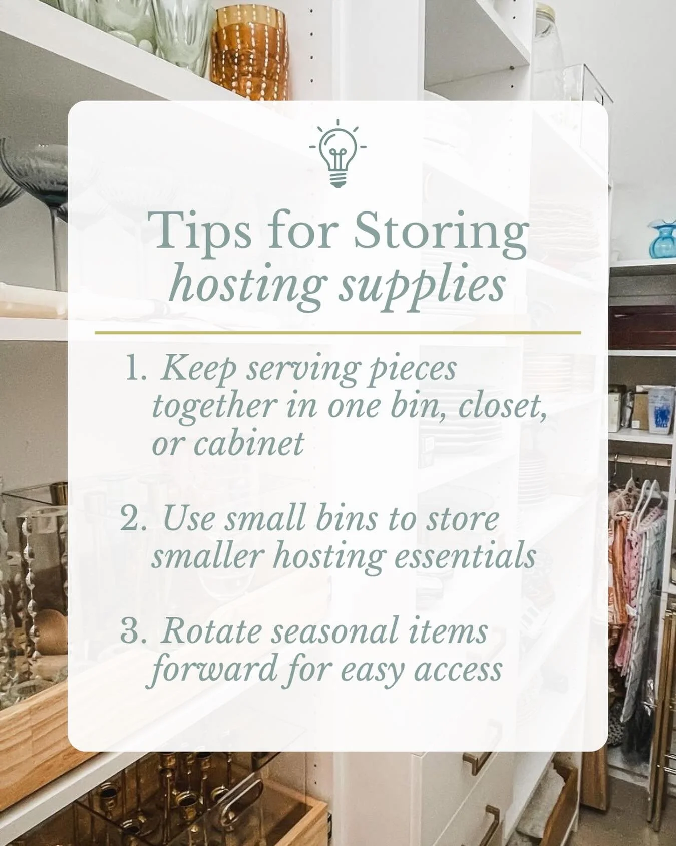 Summer hosting feels a lot easier when the things you need are simple to find and easy to access.

A few small systems &mdash; like grouping serving pieces together, using baskets for smaller items, or moving seasonal essentials forward &mdash; can m
