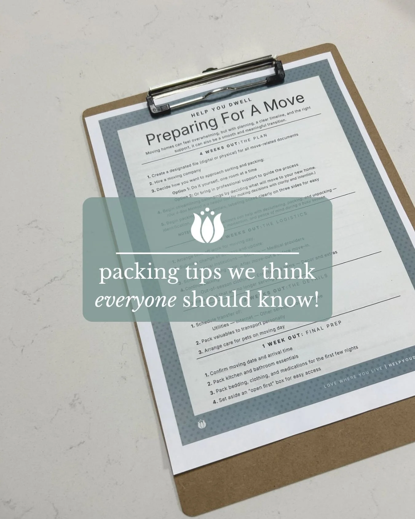 Here are a few simple packing tips that will make all the difference in your move and unpack process:
&bull; Pack by function, not just by room. Keep things you use together&mdash;like coffee supplies or pet essentials&mdash;in the same box.
&bull;Ta