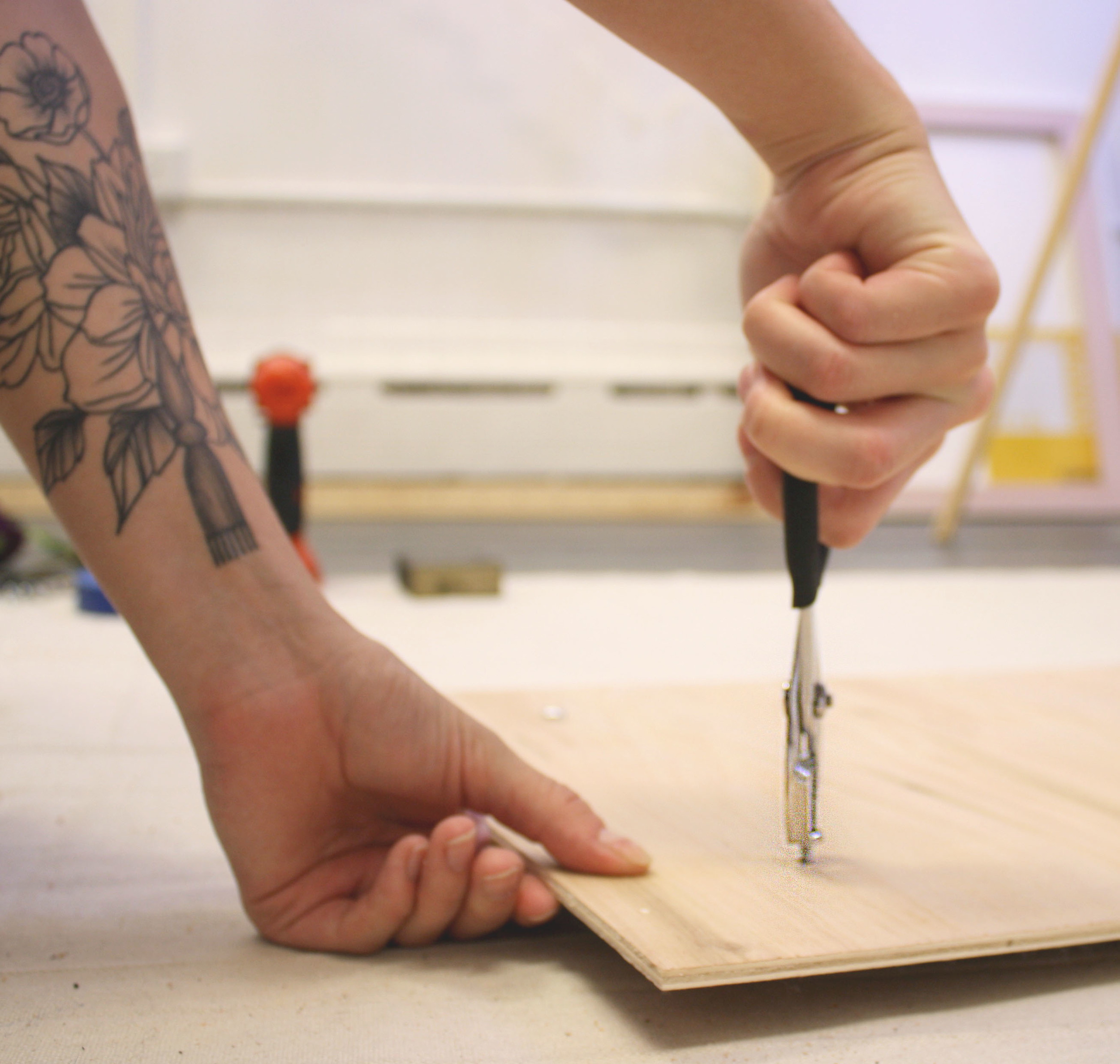 use pliers to make the bolt head flush with plywood