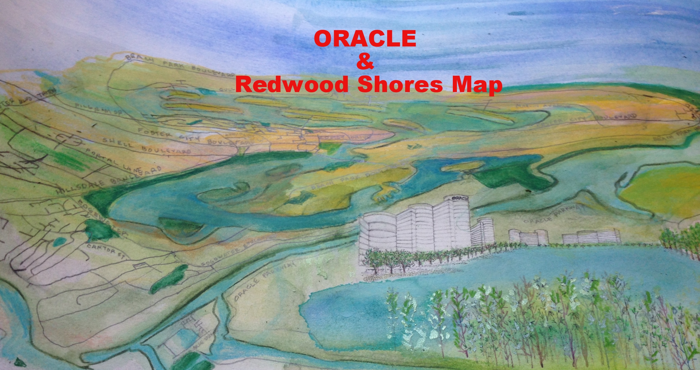This is a photo detailing the area around Oracle and Redwood Shores.