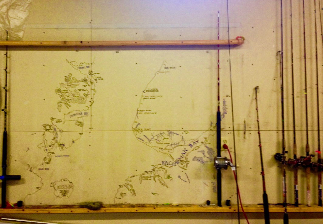 Map of Cook Inlet, Alaska on the fish barn wall