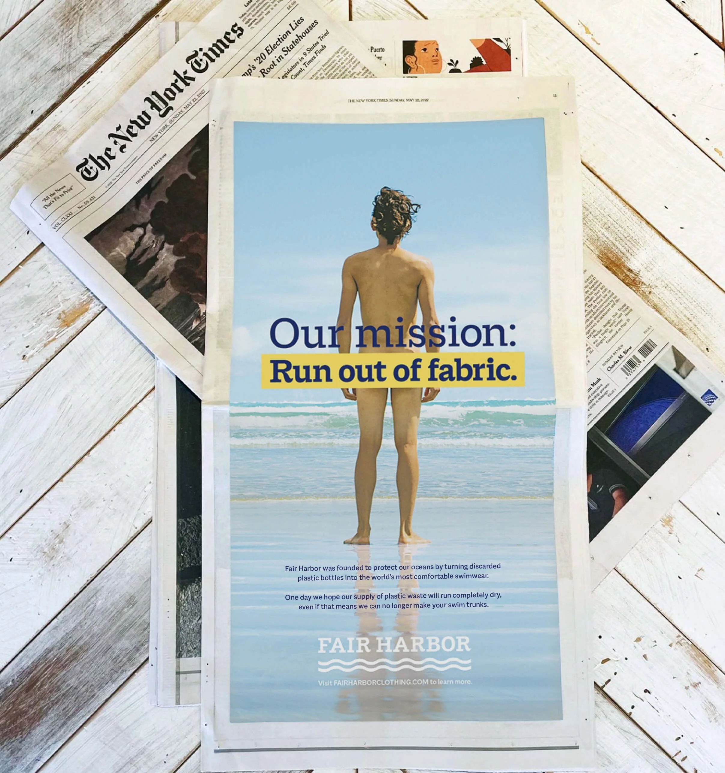 We also used a full page ad in The New York Times to tell the world about Fair Harbor's sustainability efforts.  
