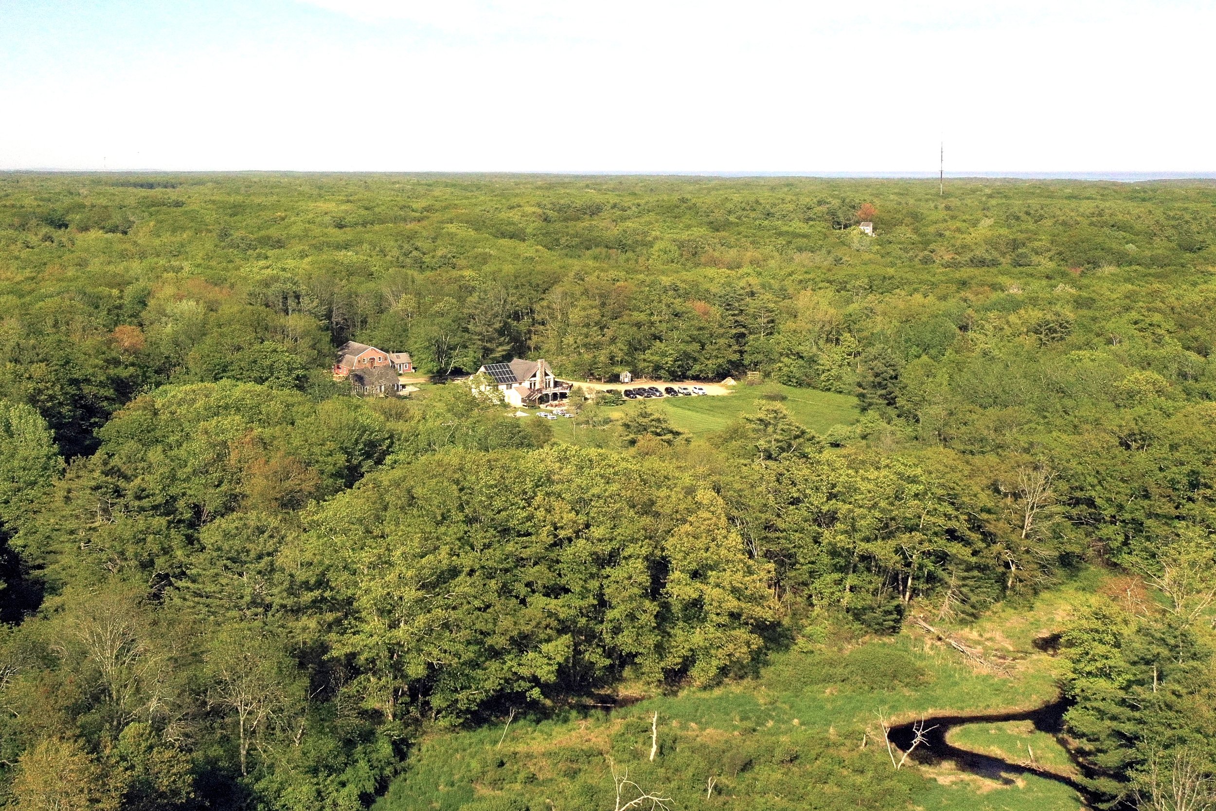 The Emmons Preserve with the Batson River winding along the border of the property