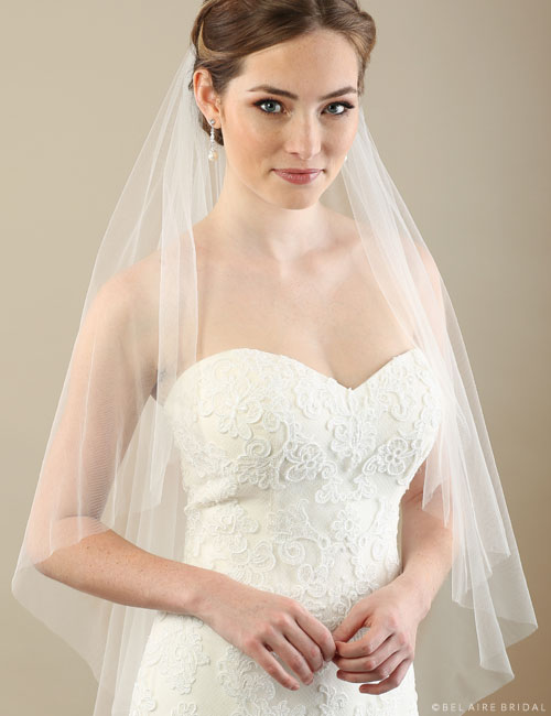 Bel Aire Bridal Veils V7354 - Fingertip veil with pearls and crystals