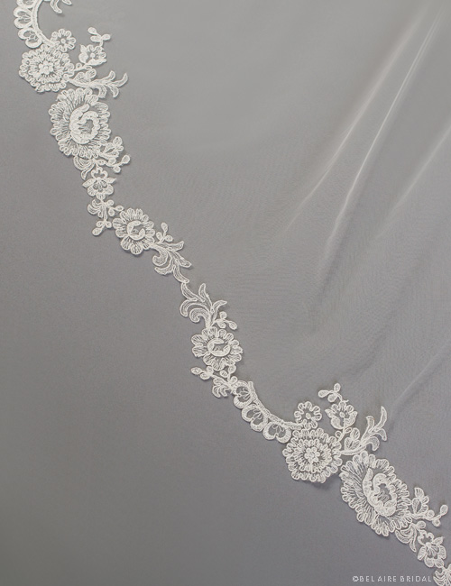 Bel Aire Bridal Veils V7606C - Beaded Floral Lace - 108