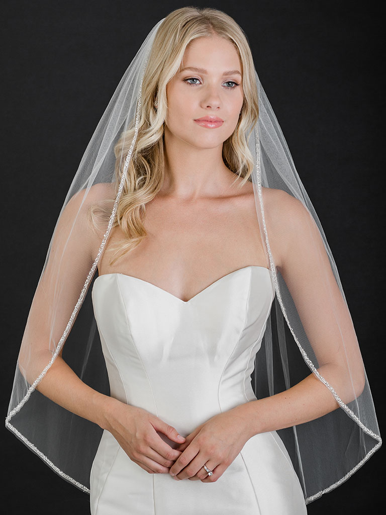 Beaded Pearl Edge Cathedral Length Veil