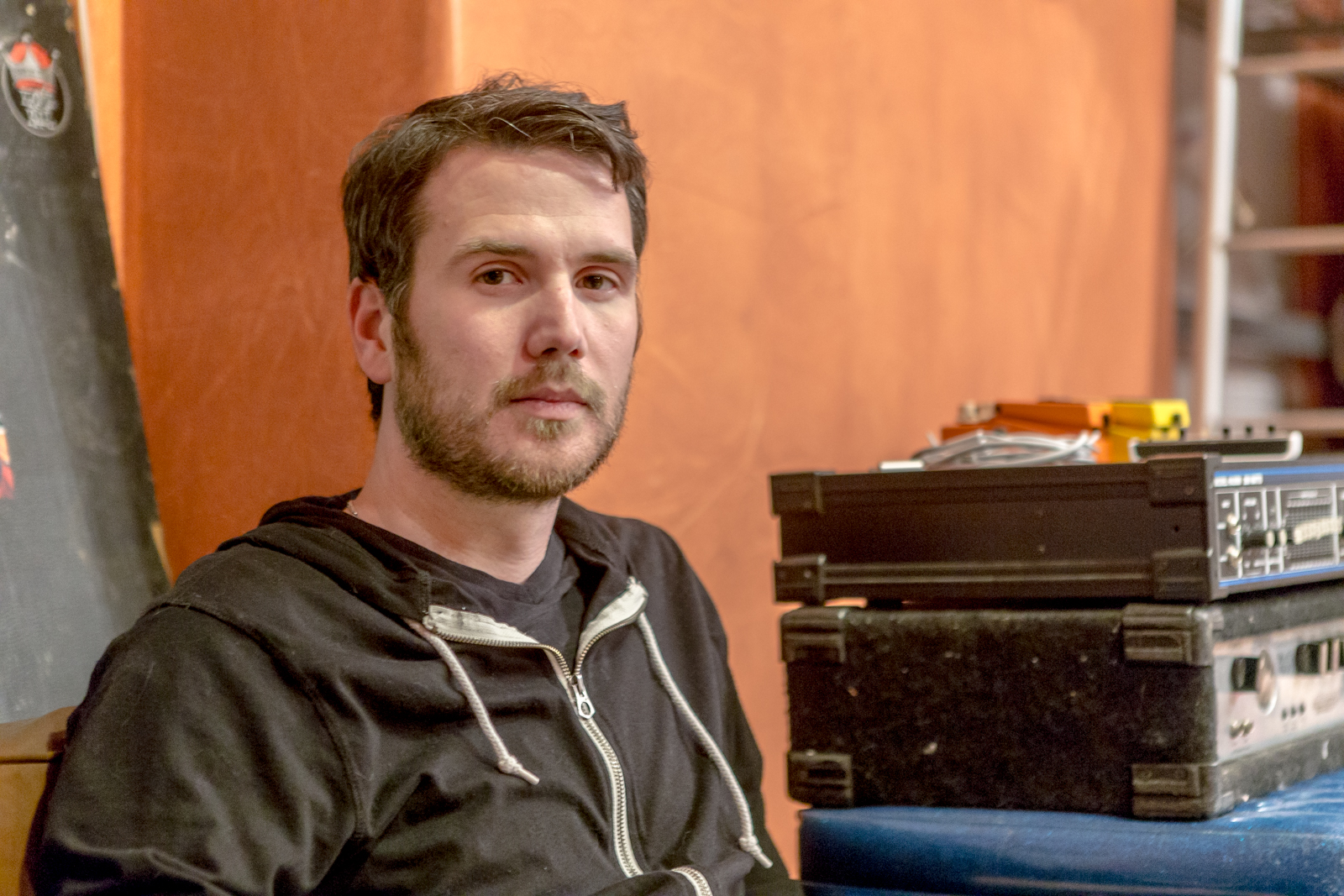 Josh Denslow in Borrisokane's practice space in South Austin.