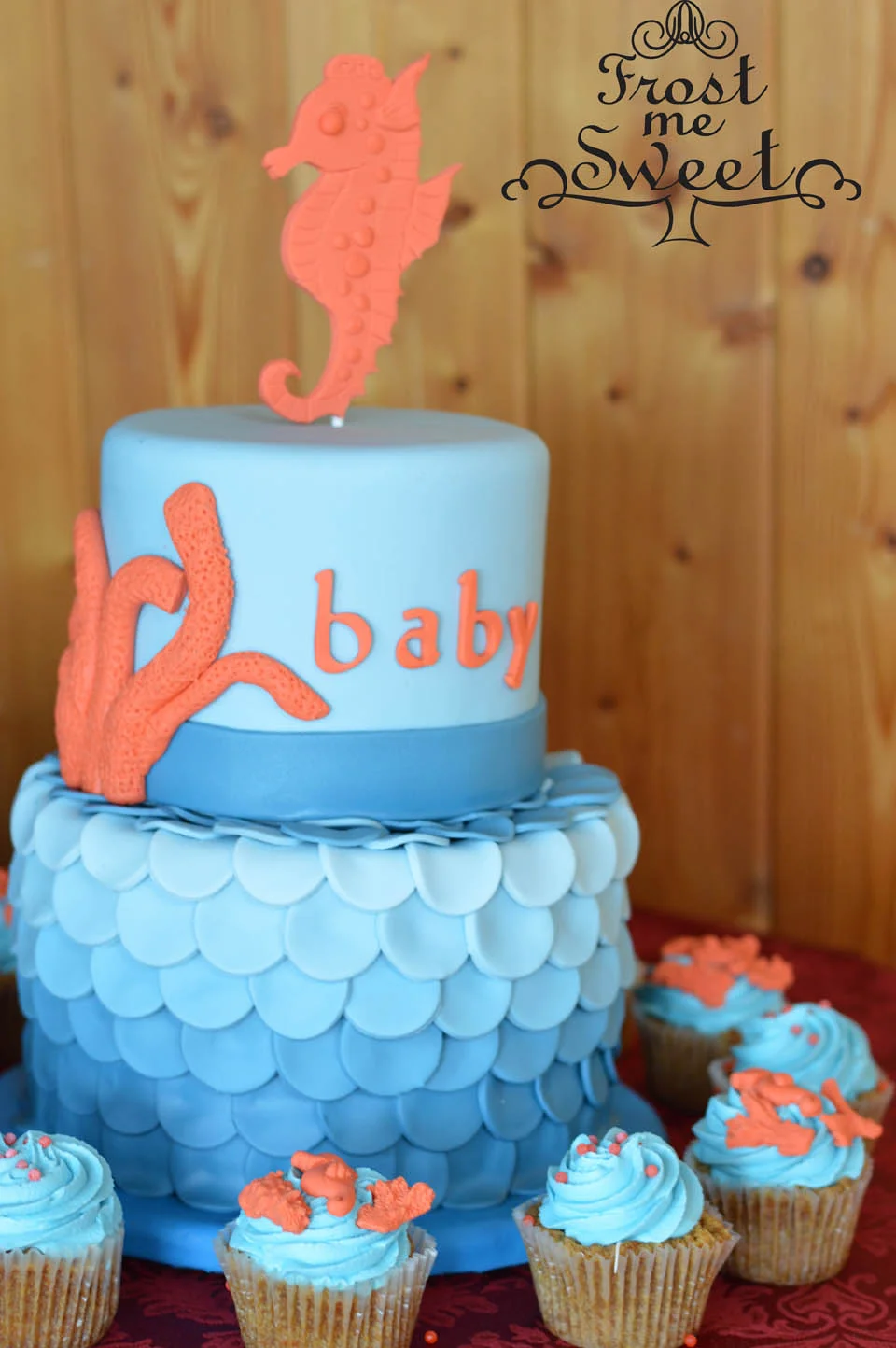 Seahorse Baby Shower Cake
