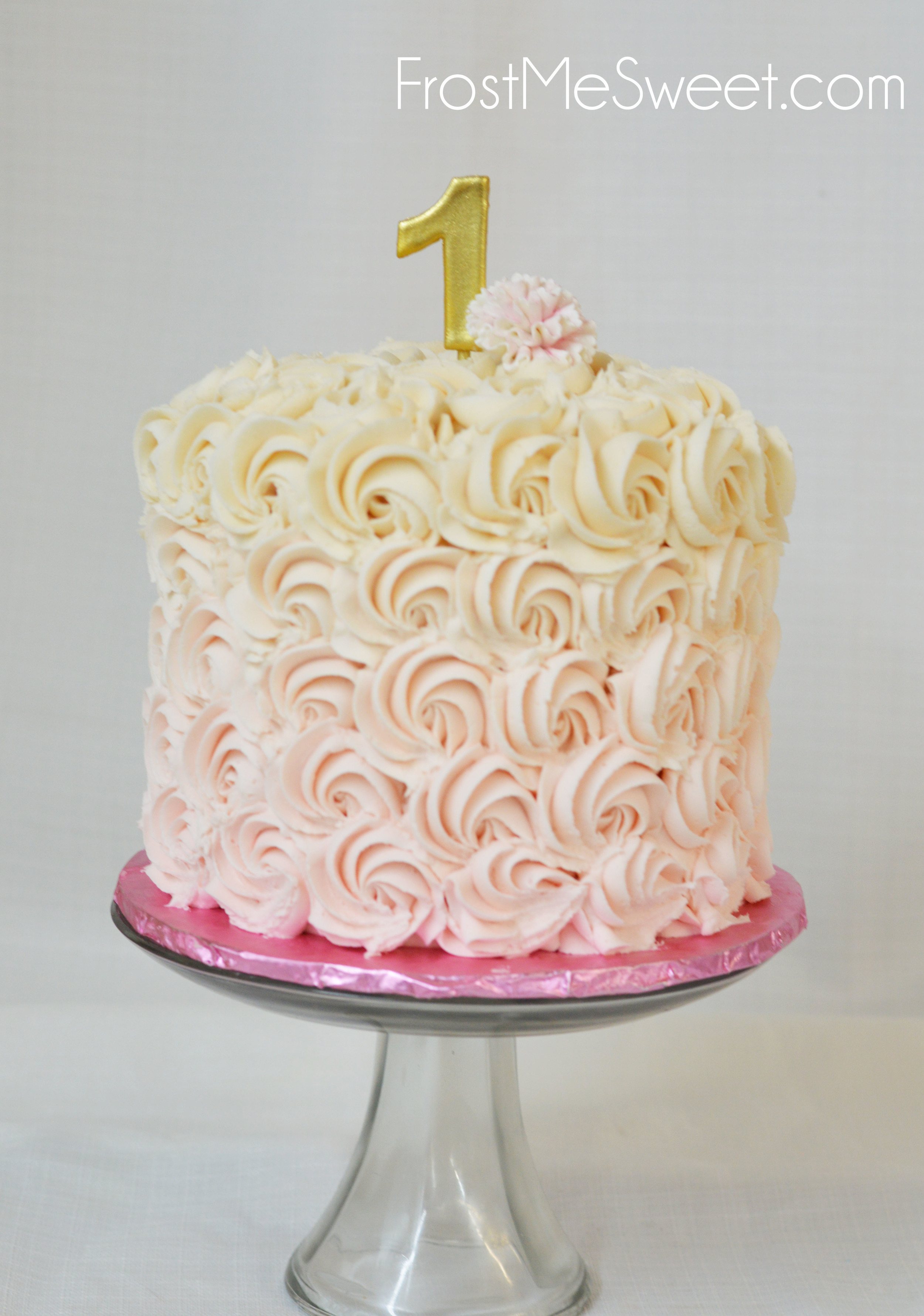 Gold and pink rosette cake